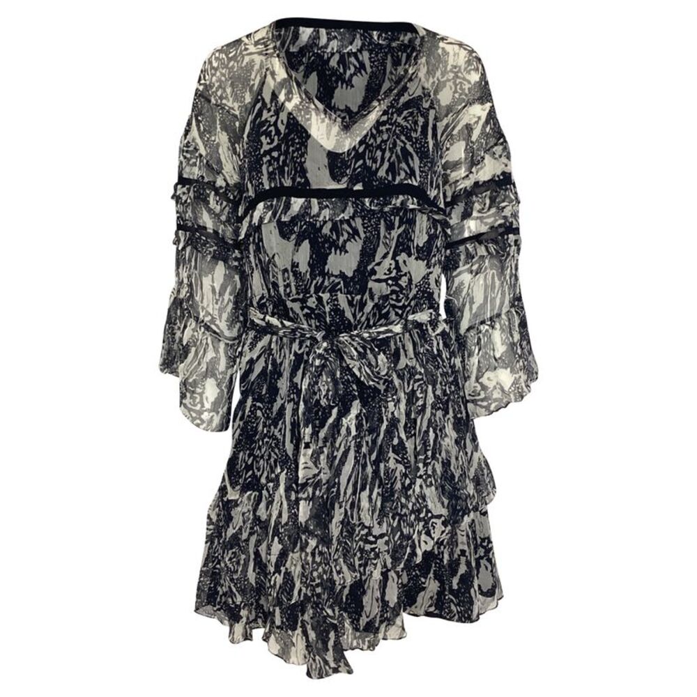 IRO Clash Chiffon Ruffle Mini Dress in Black Viscose